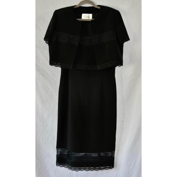 WILLIAM TRAVILLA Haute Couture Black Cocktail Dress With Jacket Size 12 - Picture 9 of 12